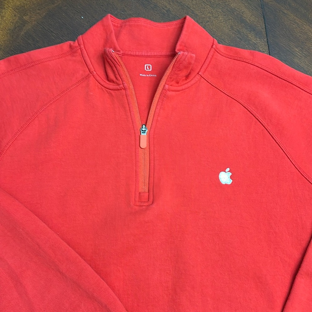 Apple Red 1/4 Zip Pullover Sweatshirt Adult Size Large EC